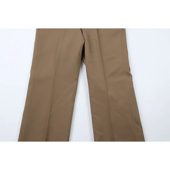 Vtg 60s Streetwear Mens 30x30 Knit Wide Leg Bell Bottoms Chino Pants Brown USA